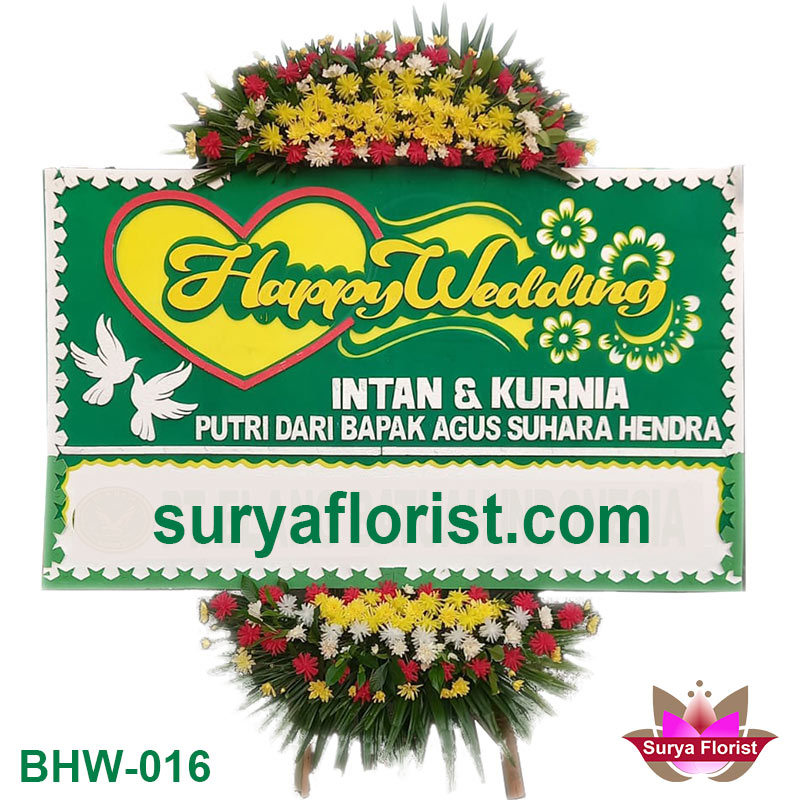 Model Standar Bunga Papan Happy Wedding (BHW-016)