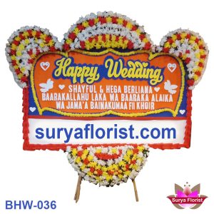 Karangan Bunga Spesial Happy Wedding Di Marga Mulya (BHW-036)